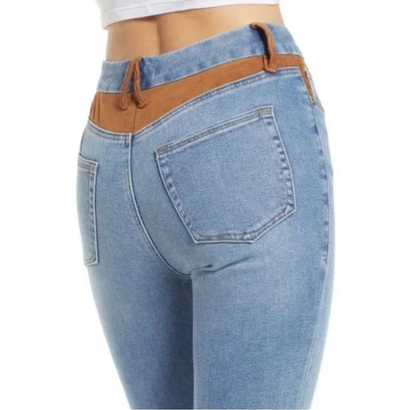 NWT GOOD AMERICAN SUEDE MIX HIGH WAIST GOOD LEGS SKINNY JEANS SIZE 8/29 - Picture 6 of 16